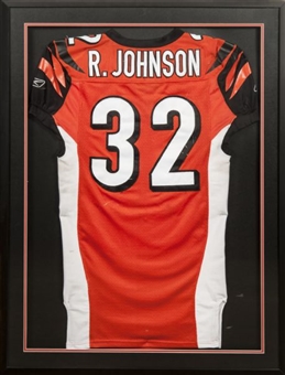 Rudi Johnson Game Worn and Framed Cincinnati Bengals Jersey 